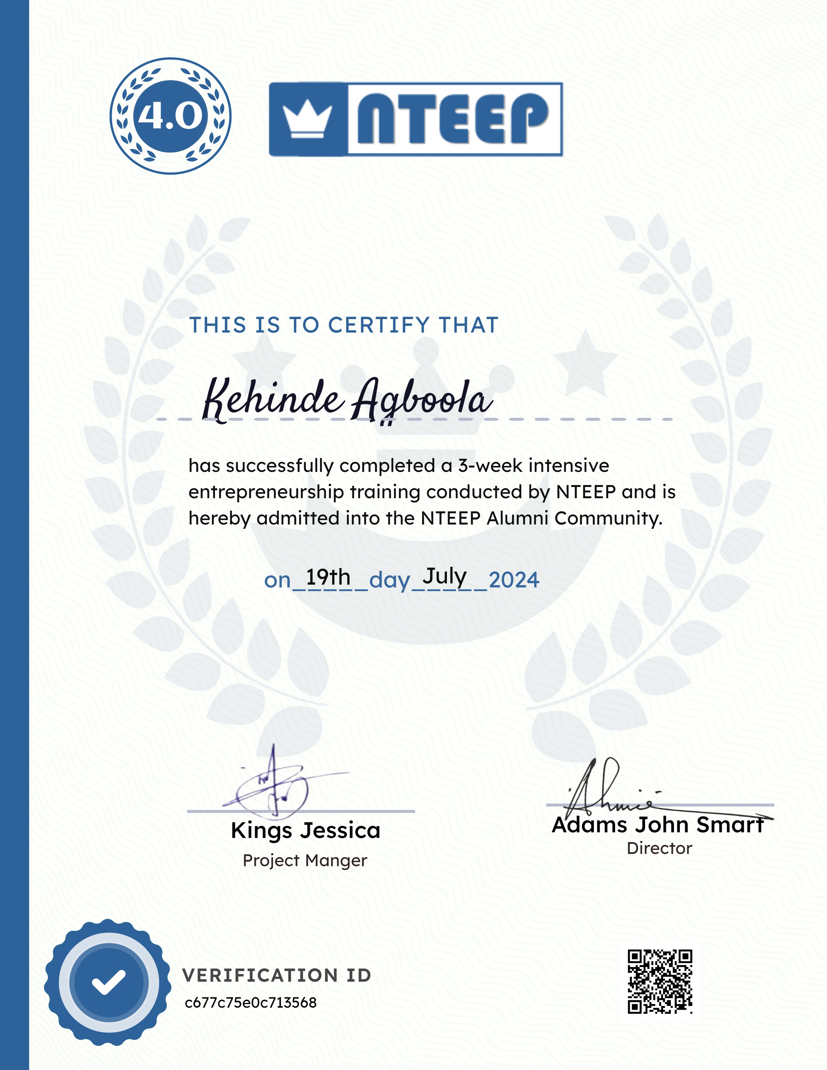 Entrepreneurship Training program
